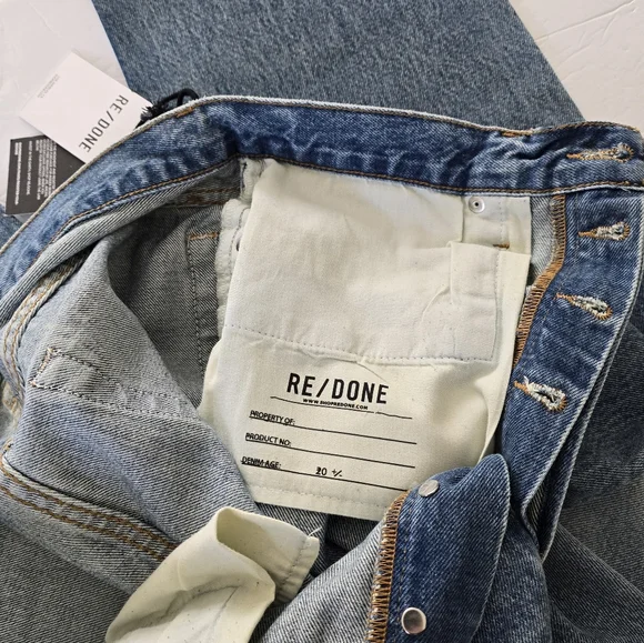 RE/DONE High Waist Tapered Leg Vintage Inspired Jeans Size 28 Mid Wash B… - Picture 5 of 11